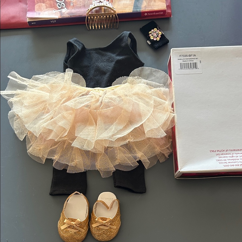 Girls Black Leotard with Gold Tulle Tutu Dress - Brand: